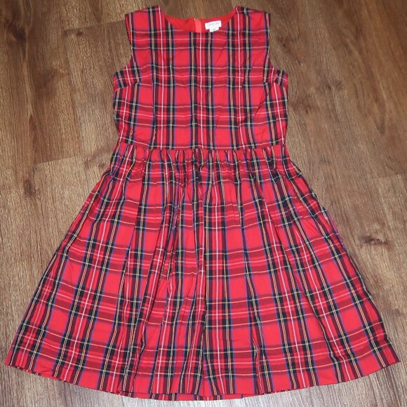 Girls Crewcuts Holiday Plaid Tartan Dress Christmas Red Casual Zip Back size 12 - Picture 1 of 3